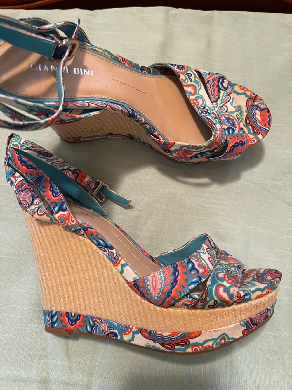 Gianni Bini Multicolor Paisley Strappy Women's Sandals - Picture 2 of 3